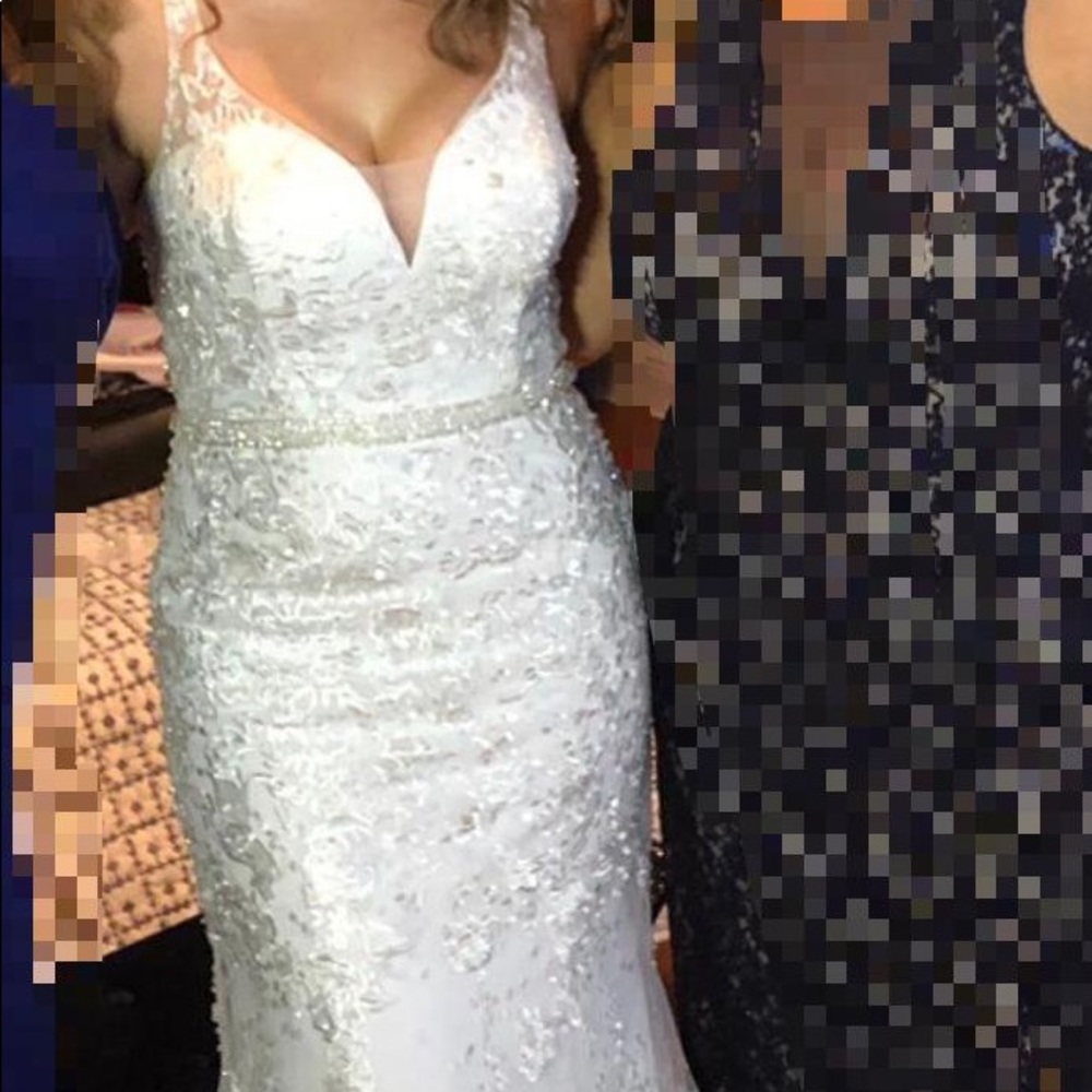 wedding dress, size 8, hand embroidered